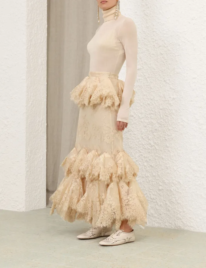 Women Zimmermann Skirts Eden Lace Handkerchief Skirt Light Tea