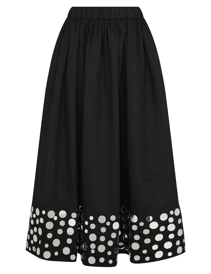 Women Zimmermann Skirts Eden Mirror Midi Skirt Blacksilver