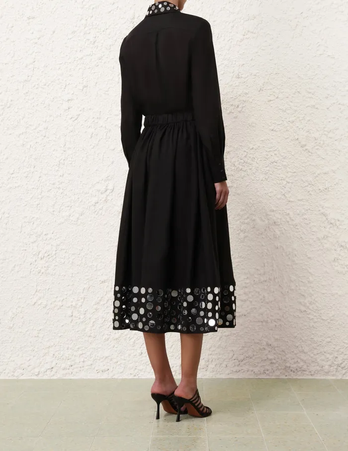 Women Zimmermann Skirts Eden Mirror Midi Skirt Blacksilver