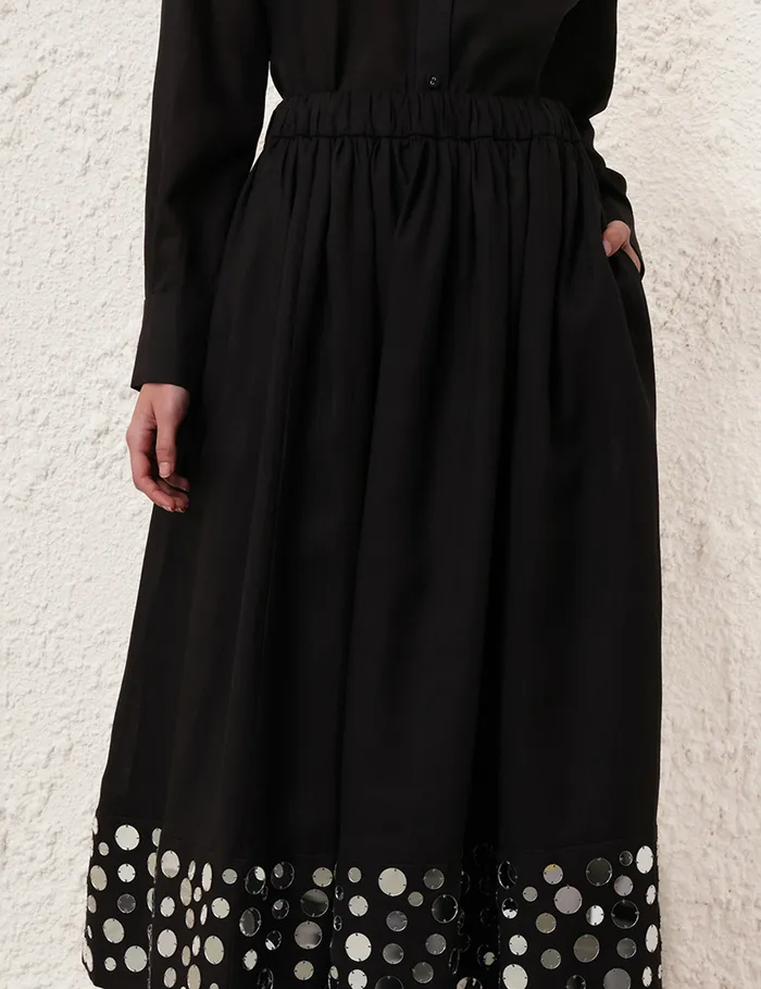 Women Zimmermann Skirts Eden Mirror Midi Skirt Blacksilver