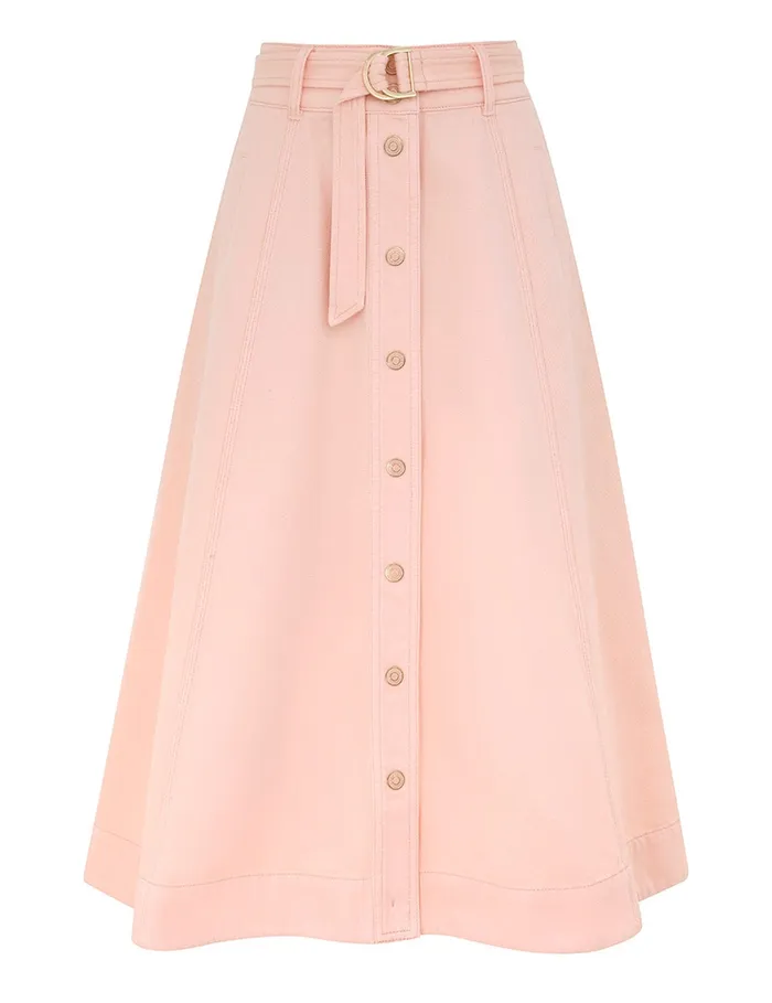 Women Zimmermann Skirts Maxine ALine Denim Skirt Blush