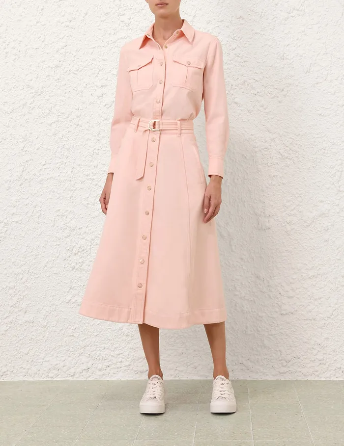 Women Zimmermann Skirts Maxine ALine Denim Skirt Blush