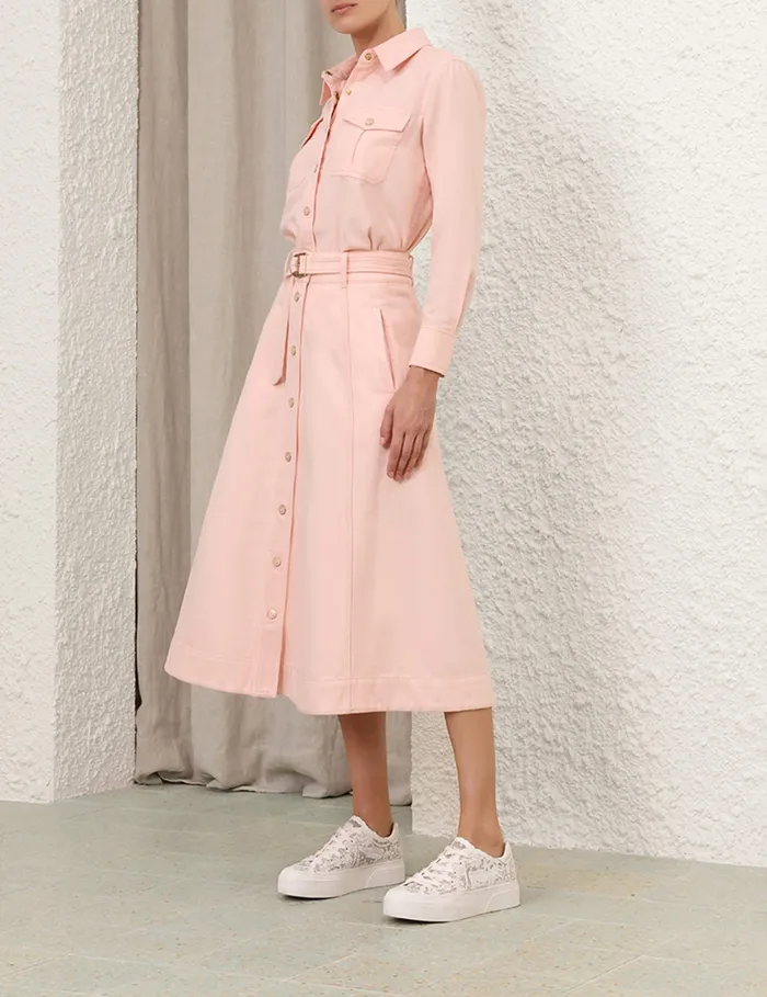 Women Zimmermann Skirts Maxine ALine Denim Skirt Blush