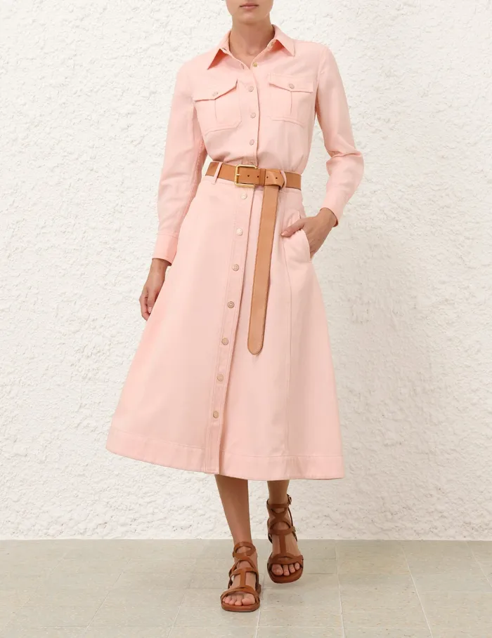 Women Zimmermann Skirts Maxine ALine Denim Skirt Blush