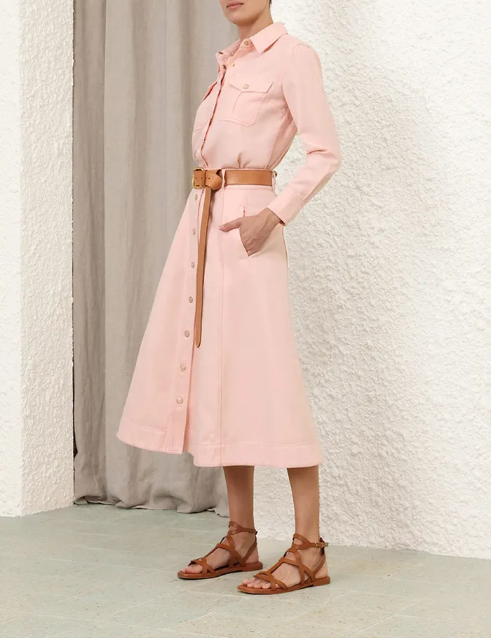 Women Zimmermann Skirts Maxine ALine Denim Skirt Blush