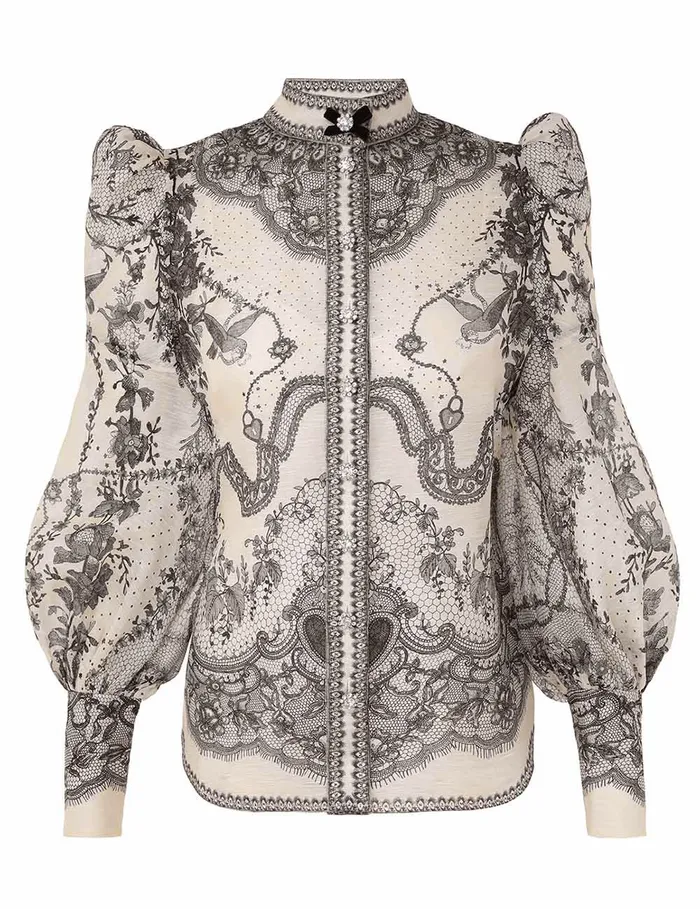 Women Zimmermann Tops Crush Body Shirt Ivory Locket