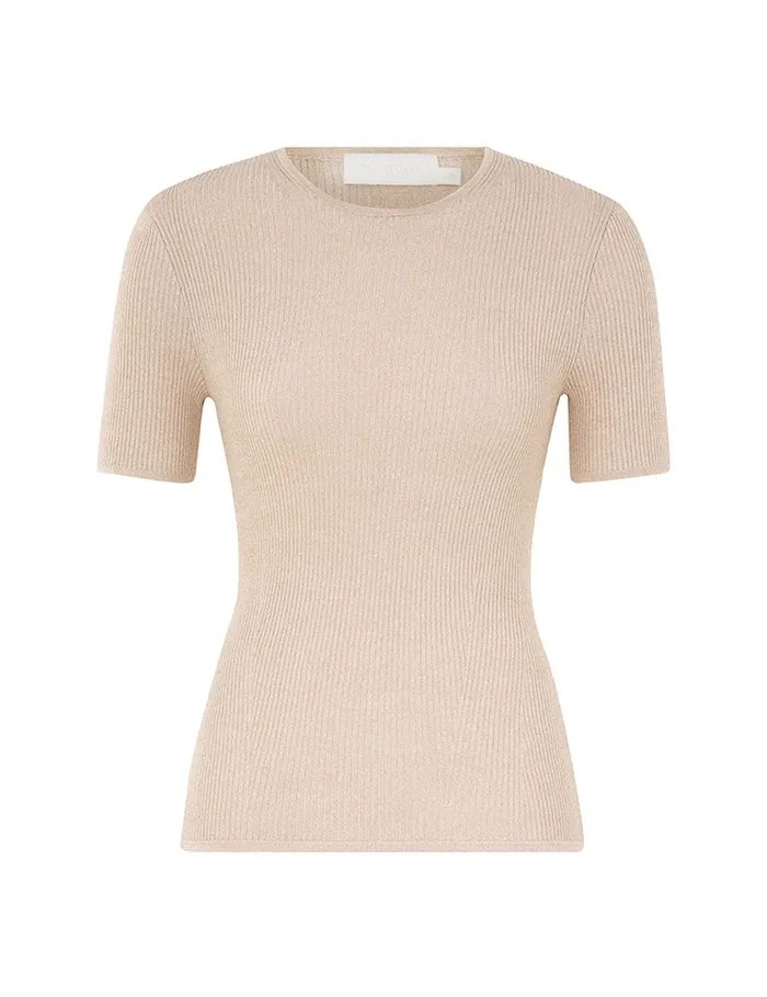 Women Zimmermann Tops Halliday Rib TShirt Cream Lurex