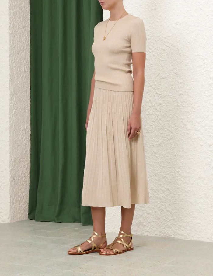 Women Zimmermann Tops Halliday Rib TShirt Cream Lurex