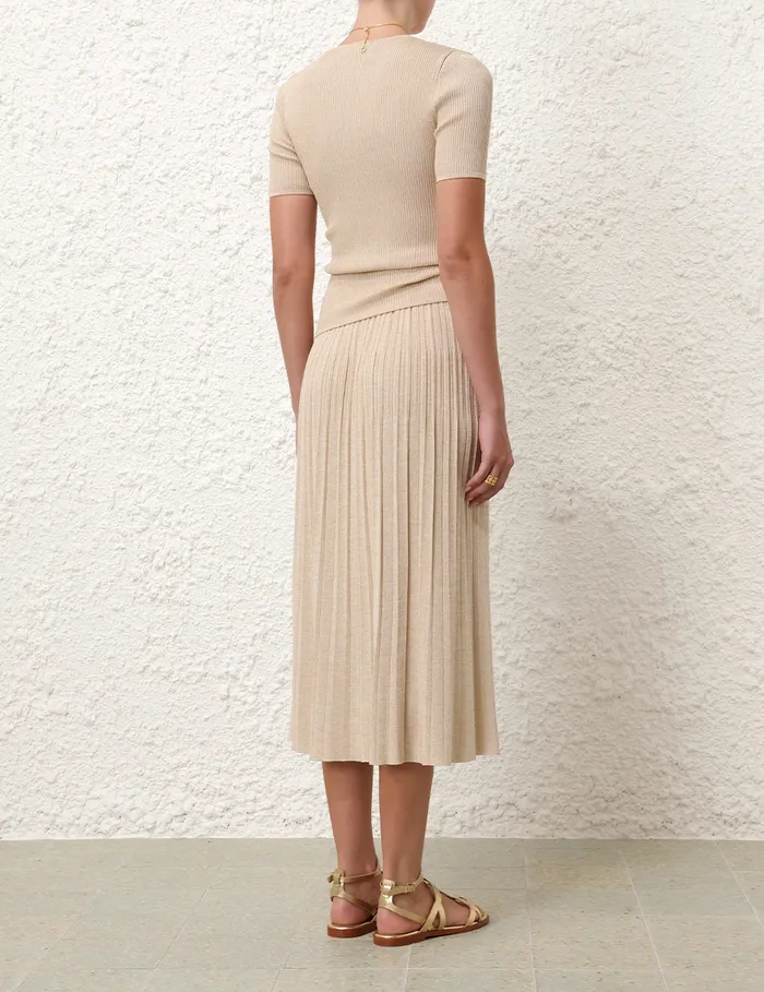 Women Zimmermann Tops Halliday Rib TShirt Cream Lurex
