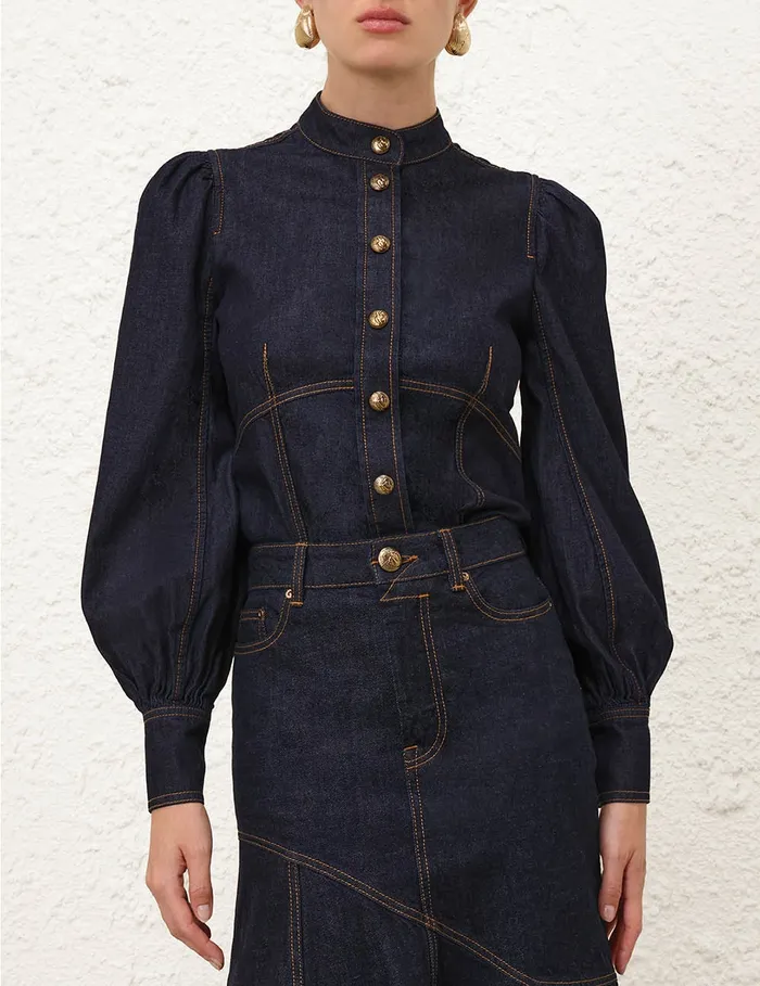 Women Zimmermann Tops Illustration Fitted Blouse Night Sky