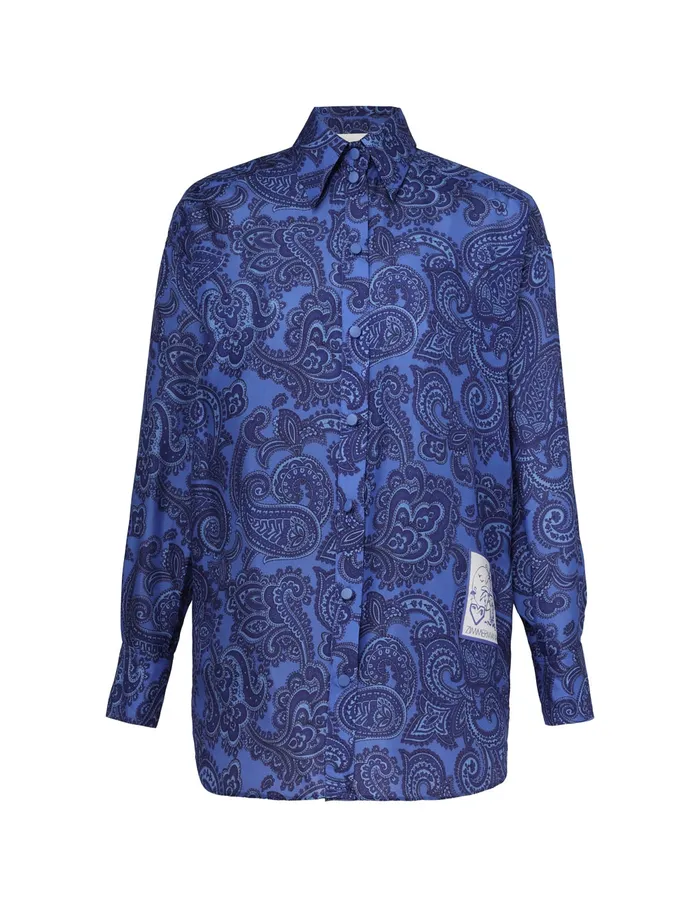 Women Zimmermann Tops Ottie Relaxed Shirt Blue Paisley
