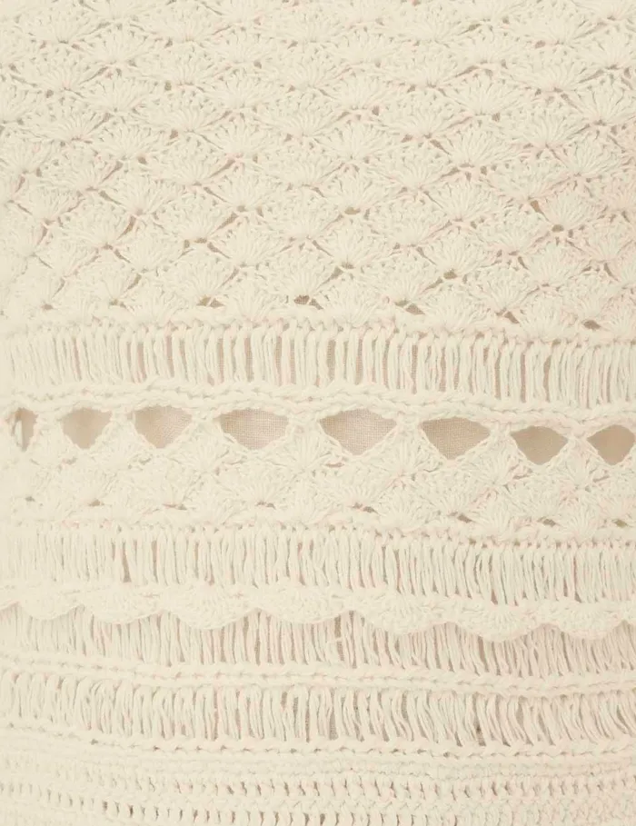 Women Zimmermann Tops Waverly Crochet Crew Neck Top Cream