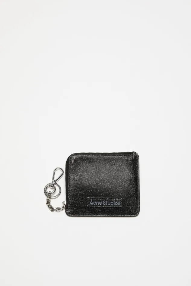 Women Zip Leather Wallet Black Acne Studios Small Leather Goods