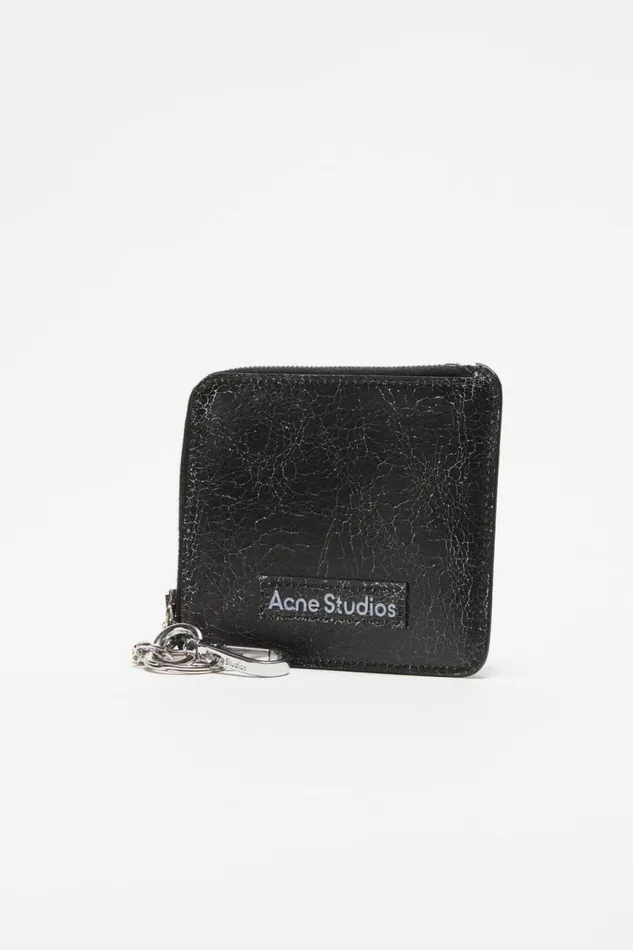 Women Zip Leather Wallet Black Acne Studios Small Leather Goods