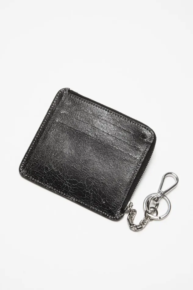 Women Zip Leather Wallet Black Acne Studios Small Leather Goods