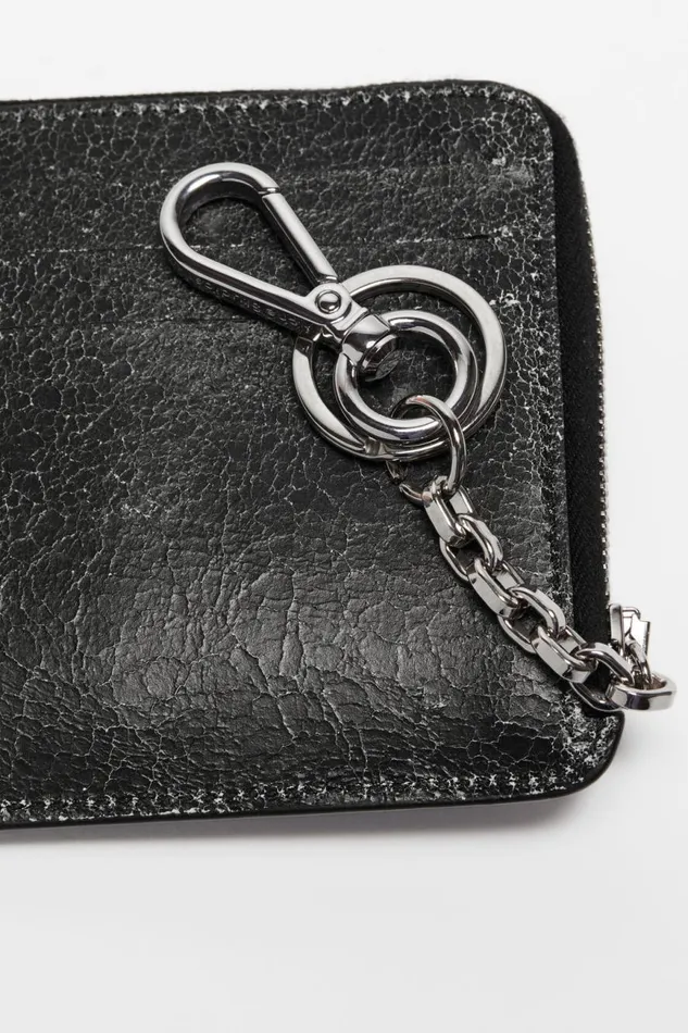 Women Zip Leather Wallet Black Acne Studios Small Leather Goods