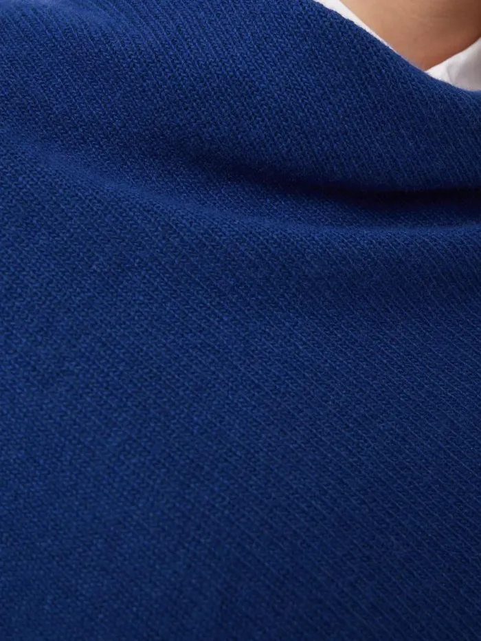 Wool Cashmere Blend Drape Poncho Blue Women Jigsaw Ponchos and Scarves