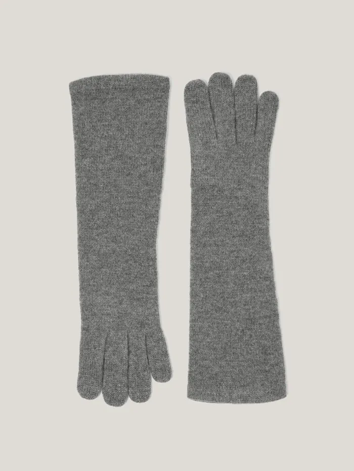 Wool Cashmere Long Gloves Grey Women Jigsaw Hats and Gloves