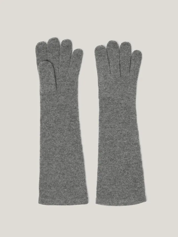 Wool Cashmere Long Gloves Grey Women Jigsaw Hats and Gloves