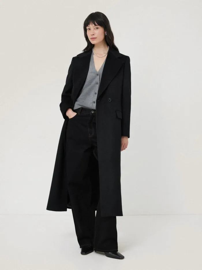 Wool Maxi City Coat Black Women Jigsaw Coats and Jackets