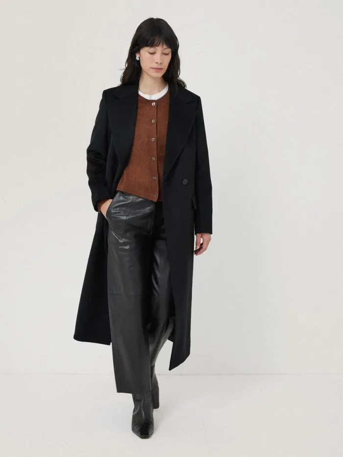 Wool Maxi City Coat Black Women Jigsaw Coats and Jackets