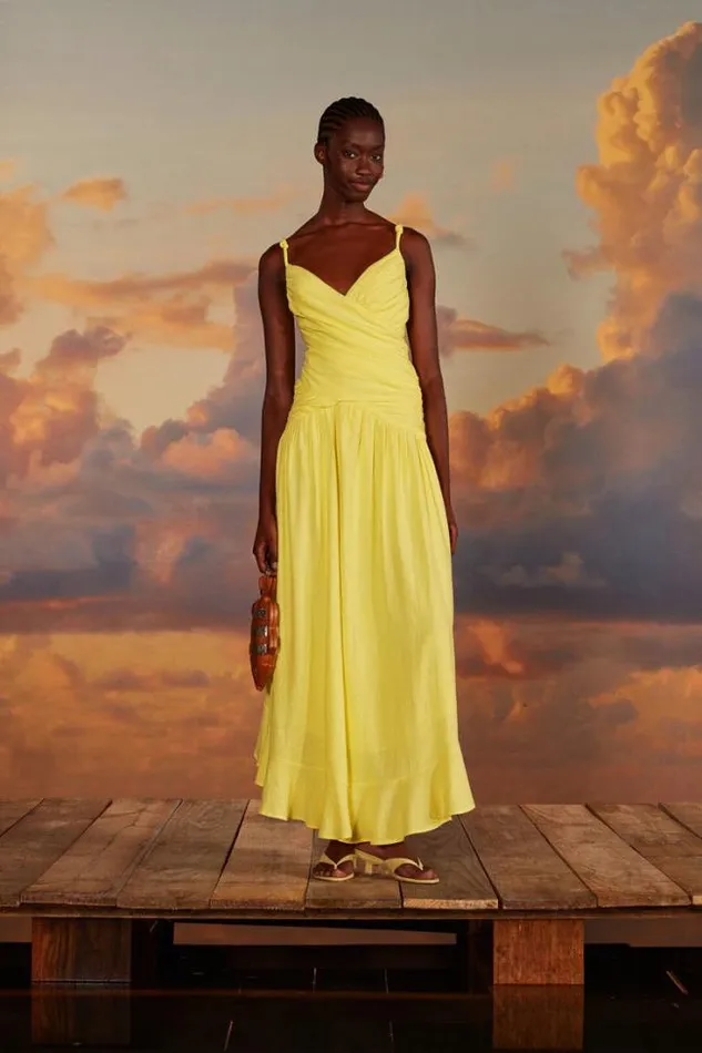 Yellow Cross Over Maxi Dress Women FARM Rio Maxi Dresses