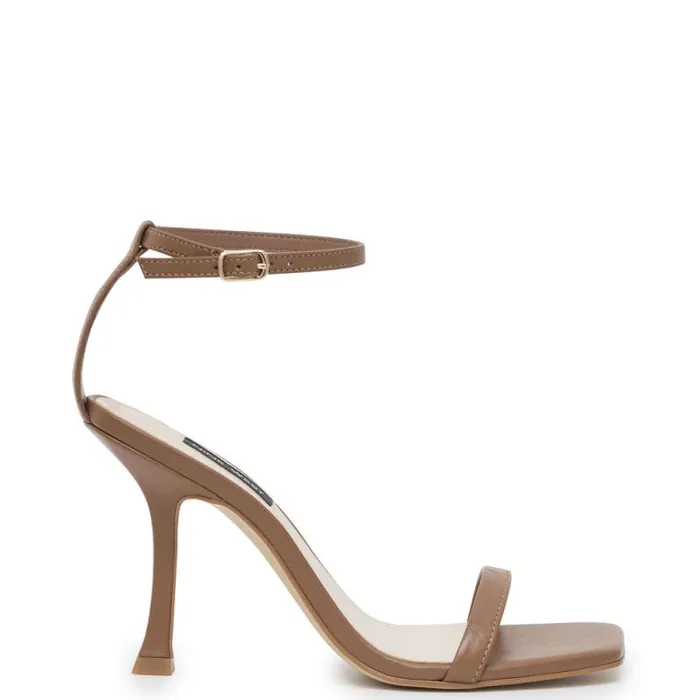 Yess Ankle Strap Sandals Light Brown Leather Women Nine West Heels