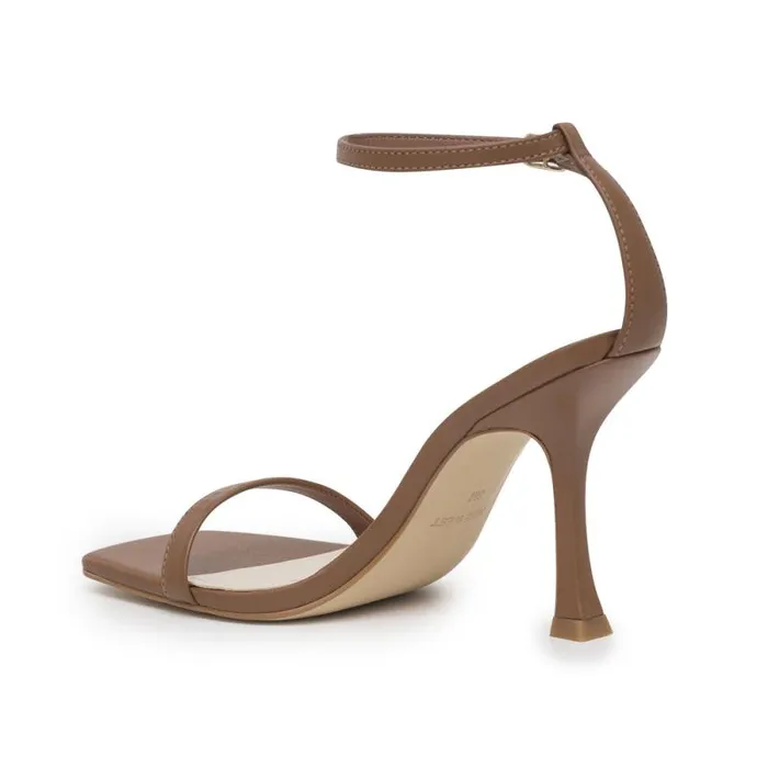 Yess Ankle Strap Sandals Light Brown Leather Women Nine West Heels Yess Ankle Strap Sandals Light Brown Leather Women Nine West Heels