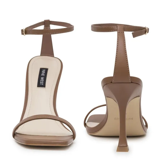 Yess Ankle Strap Sandals Light Brown Leather Women Nine West Heels Yess Ankle Strap Sandals Light Brown Leather Women Nine West Heels