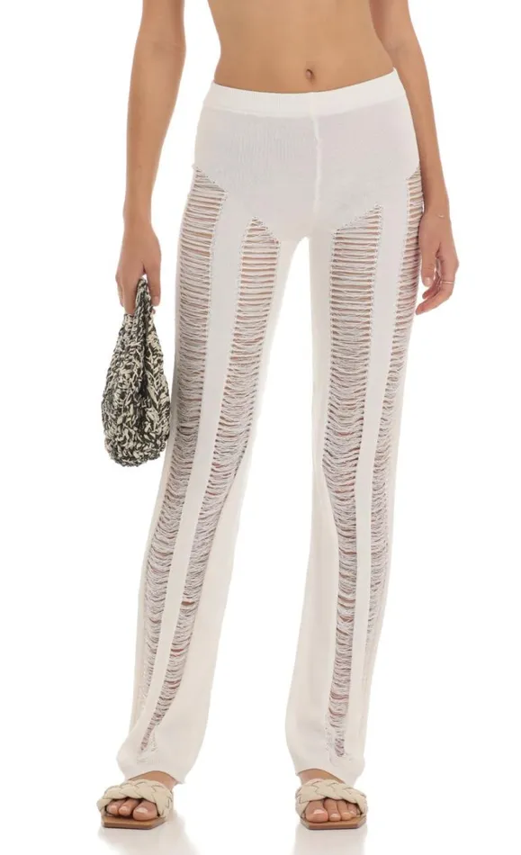 Yoly Crochet Pants White Women LUCY IN THE SKY Pants Yoly Crochet Pants White Women LUCY IN THE SKY Pants