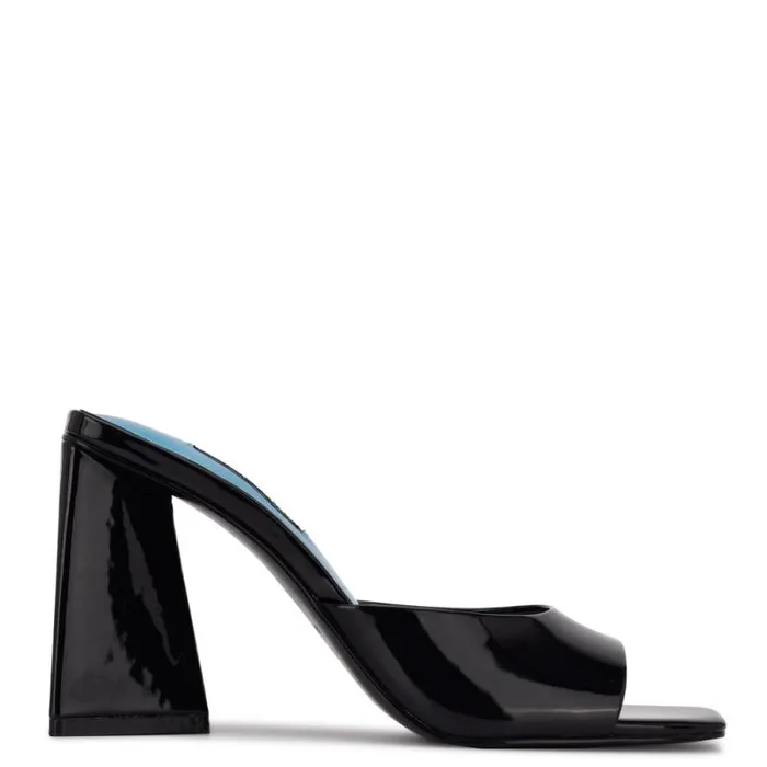 Yougo Heeled Slide Sandals Black Patent Women Nine West Sandals