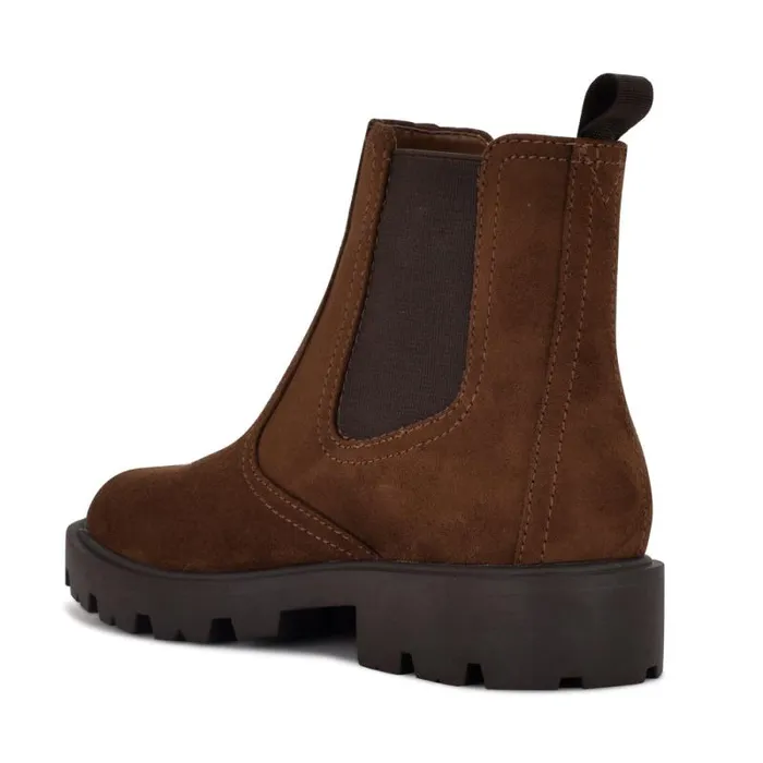 Yullon Lug Sole Chelsea Booties Brown Stretch Suede Women Nine West Boots and Booties Yullon Lug Sole Chelsea Booties Brown Stretch Suede Women Nine West Boots and Booties