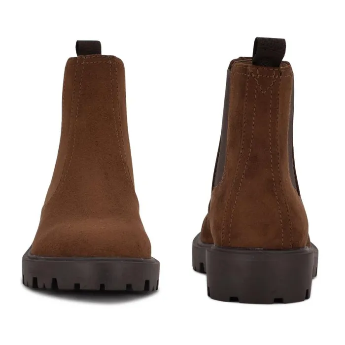 Yullon Lug Sole Chelsea Booties Brown Stretch Suede Women Nine West Boots and Booties Yullon Lug Sole Chelsea Booties Brown Stretch Suede Women Nine West Boots and Booties