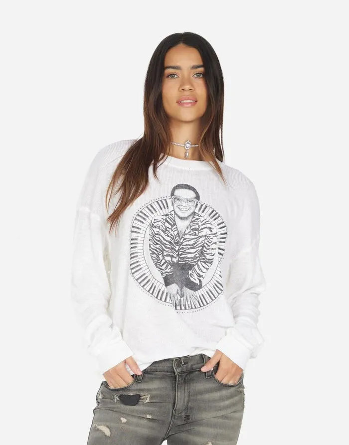 Zeta Elton John Piano Milk Burnout Women Lauren Moshi Long Sleeve