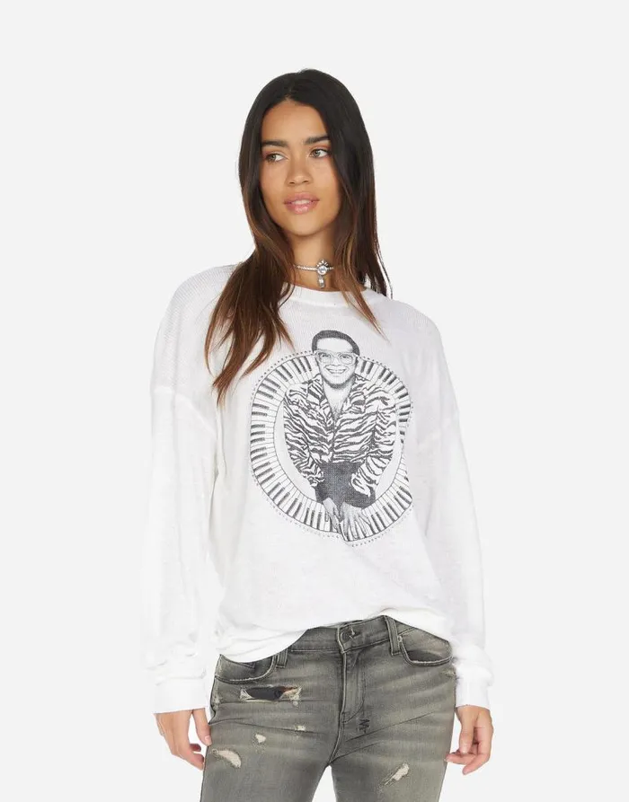 Zeta Elton John Piano Milk Burnout Women Lauren Moshi Long Sleeve