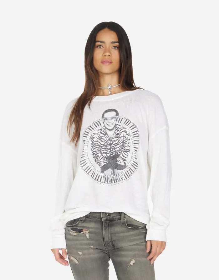 Zeta Elton John Piano Milk Burnout Women Lauren Moshi Long Sleeve
